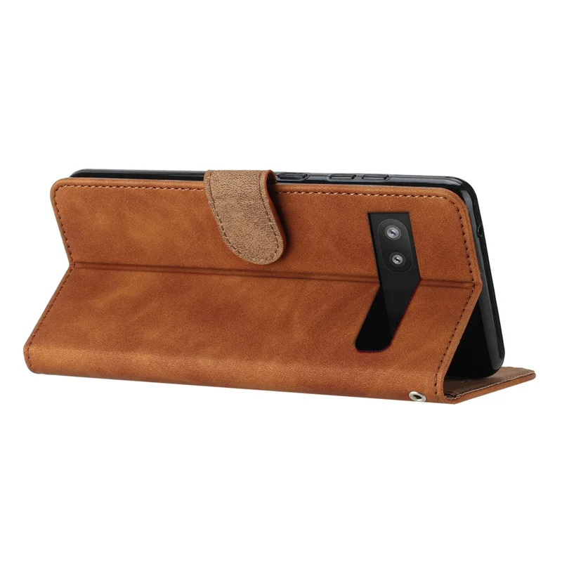 For Google Pixel 7a Butterfly Imprinted Foldable Stand Shell Anti-scratch PU Leather Wallet Phone Case - Brown