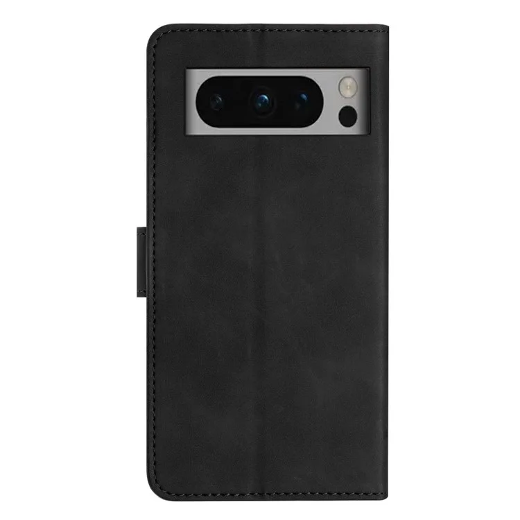 For Google Pixel 8 Pro Butterfly Imprinted Foldable Stand Shell Anti-fall PU Leather Wallet Phone Case - Black