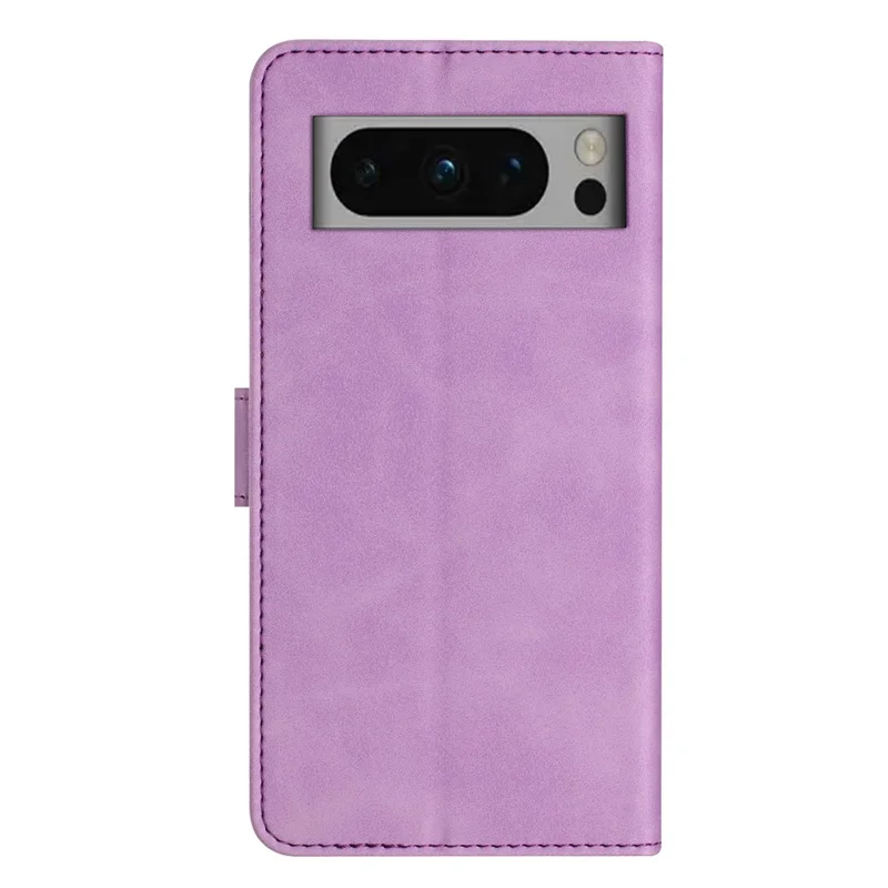 For Google Pixel 8 Pro Butterfly Imprinted Foldable Stand Shell Anti-fall PU Leather Wallet Phone Case - Purple