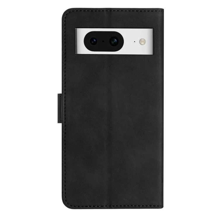Butterfly Imprinted Wallet Phone Case for Google Pixel 8 , PU Leather Stand Cover - Black