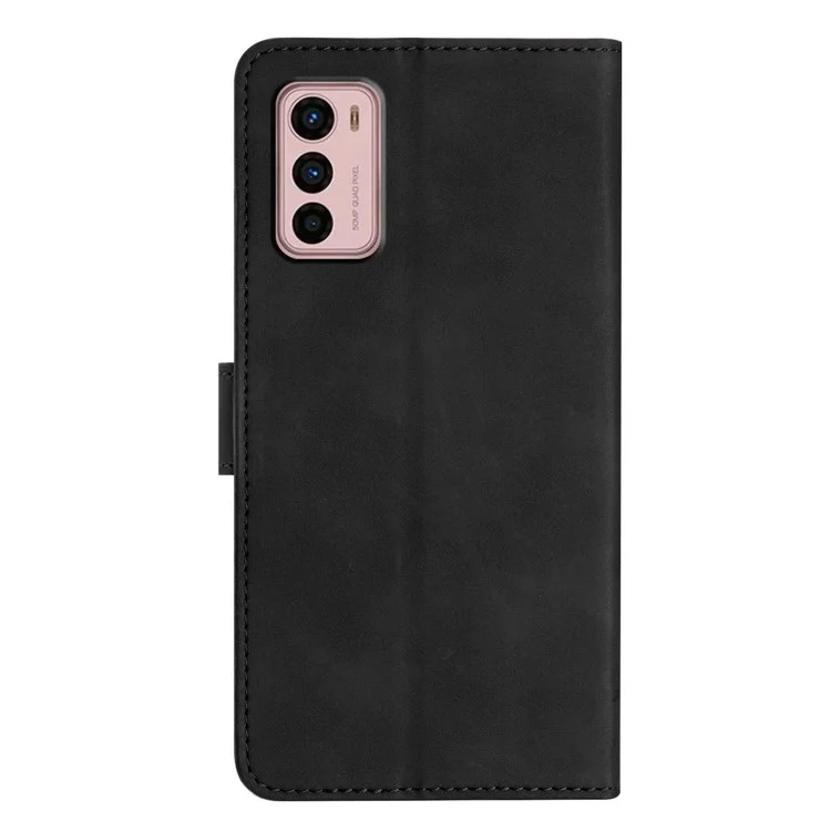 Para Motorola Moto G42 4G PU Leather Butterfly Imprinted Shockproof Stand Shell Wallet Phone Case - Preto