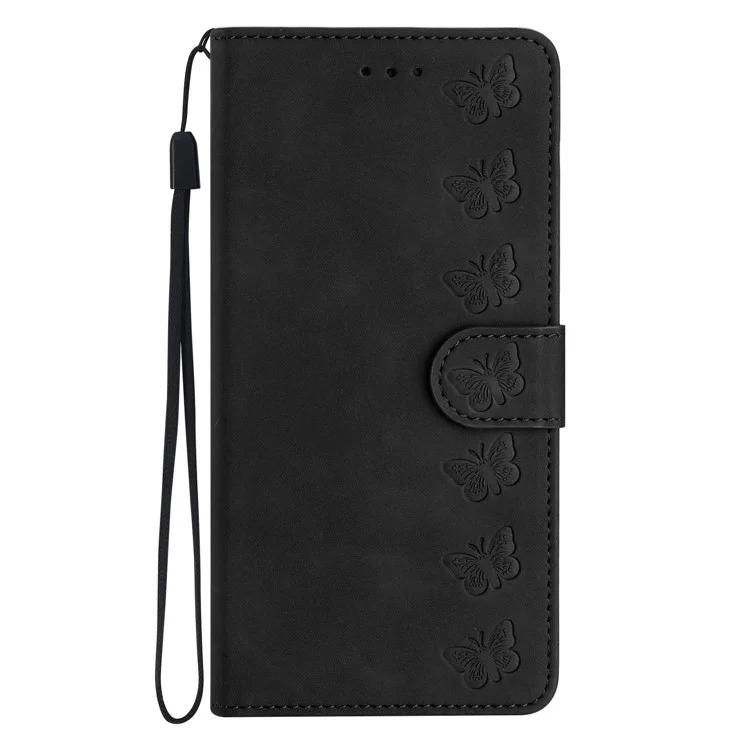 Para Motorola Moto G42 4G PU Leather Butterfly Imprinted Shockproof Stand Shell Wallet Phone Case - Preto