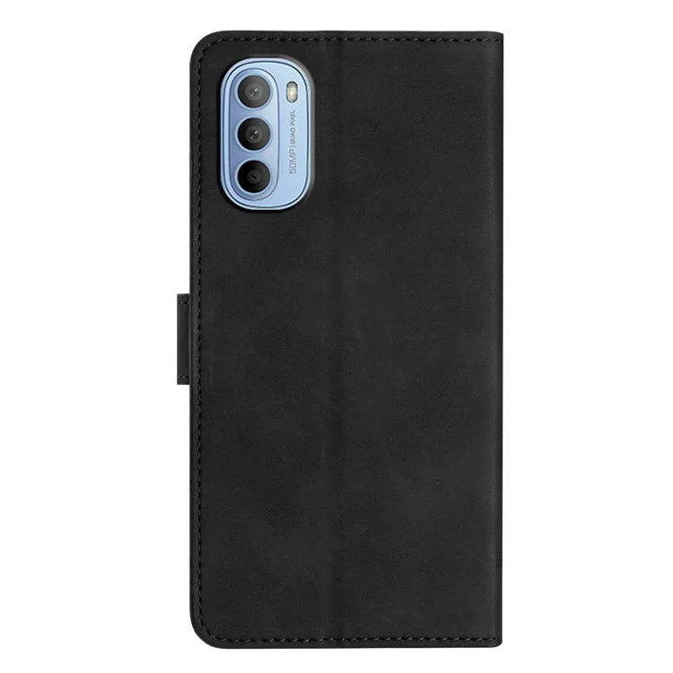 Handyhülle für Motorola Moto G62 5G PU-Leder Schmetterling geprägt Ständer Schale Brieftasche Flip Cover - Schwarz