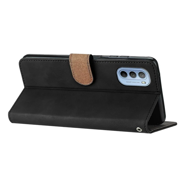 Handyhülle für Motorola Moto G62 5G PU-Leder Schmetterling geprägt Ständer Schale Brieftasche Flip Cover - Schwarz
