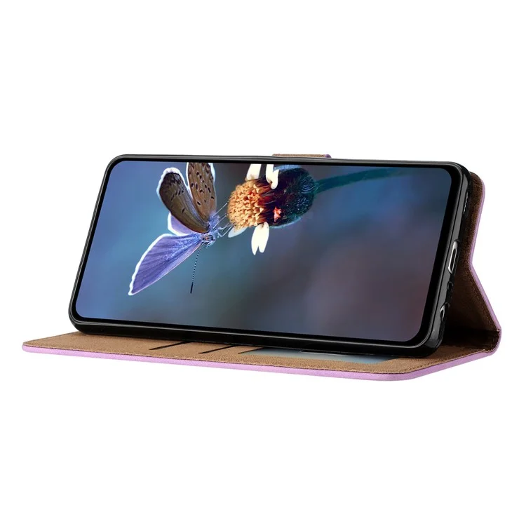 Phone Case for Motorola Moto G62 5G PU Leather Butterfly Imprinted Stand Shell Wallet Flip Cover - Purple