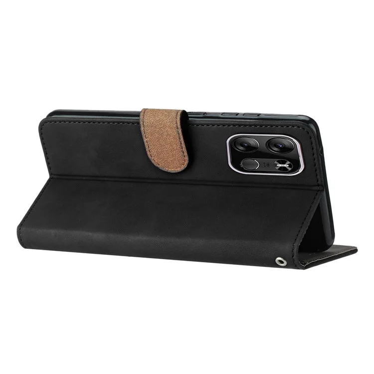 Phone Case for TECNO Spark Go 2023 4G PU Leather Stand Shell Butterfly Imprinted Wallet Flip Cover - Black