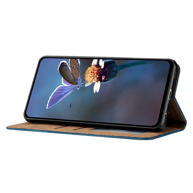 Leather Phone Case for Samsung Galaxy A54 5G Butterfly Imprinted Anti-drop Stand Shell Wallet Flip Cover - Blue