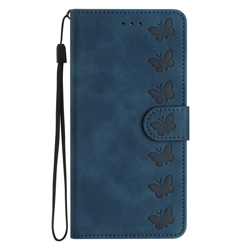 Leather Phone Case for Samsung Galaxy A54 5G Butterfly Imprinted Anti-drop Stand Shell Wallet Flip Cover - Blue