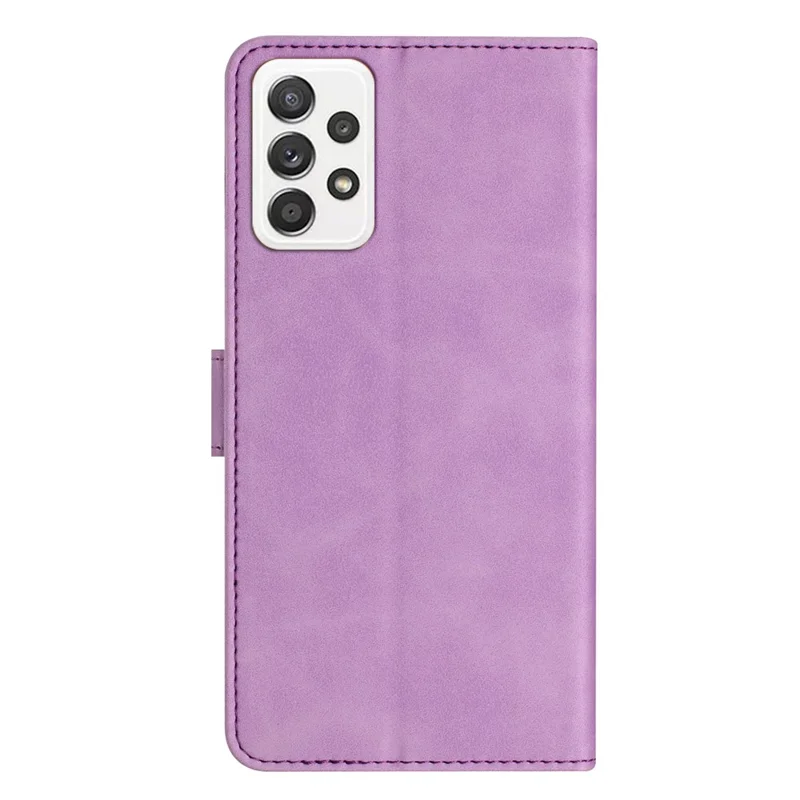 Für Samsung Galaxy A53 5G Stand Case, Butterfly Imprinted Wallet Splash Proof PU Leather Cover - Lila