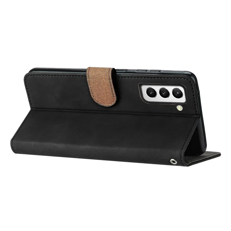 Pour Samsung Galaxy S22+ 5G Stand Wallet Folio Flip Case Butterfly Imprinted Splash Proof Leather Cover - Noir