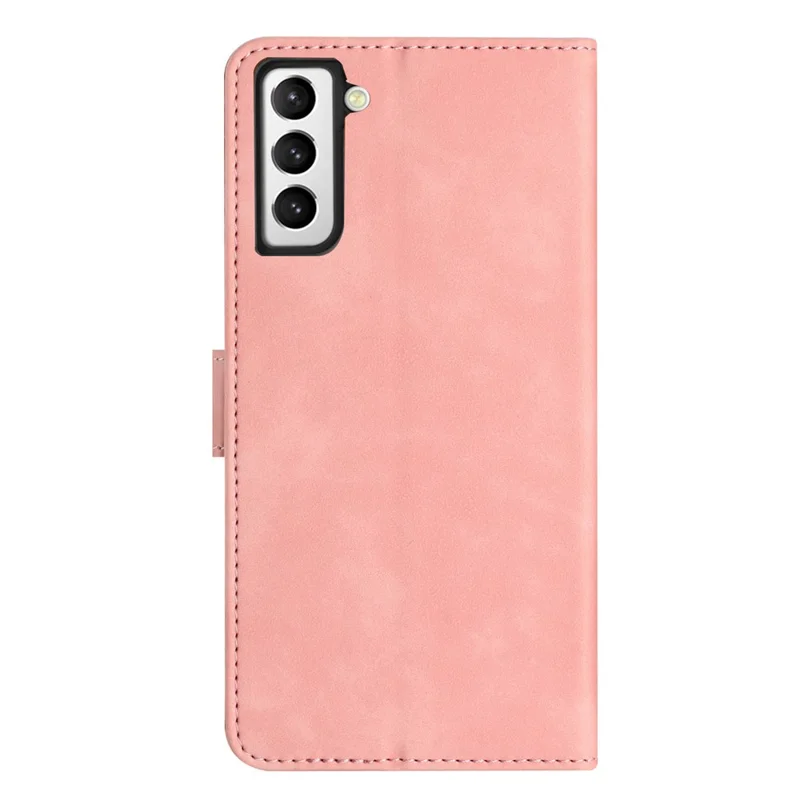 For Samsung Galaxy S22+ 5G Stand Wallet Folio Flip Case Butterfly Imprinted Splash Proof Leather Cover - Pink
