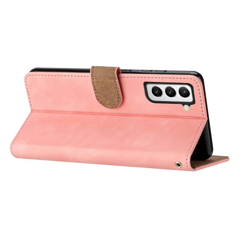 For Samsung Galaxy S22+ 5G Stand Wallet Folio Flip Case Butterfly Imprinted Splash Proof Leather Cover - Pink