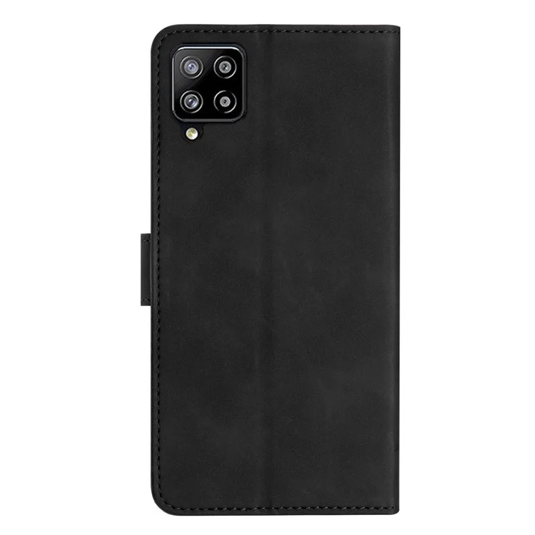 Leather Cover for Samsung Galaxy A42 5G Horizontal Stand Butterfly Imprinted Wallet Flip Case - Black