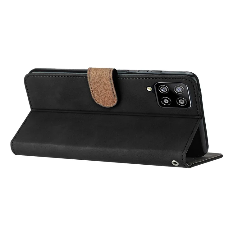 Leather Cover for Samsung Galaxy A42 5G Horizontal Stand Butterfly Imprinted Wallet Flip Case - Black
