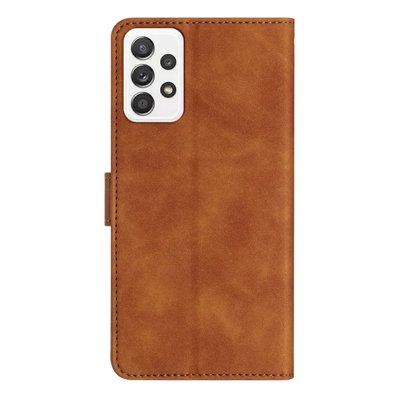 For Samsung Galaxy A52 5G / A52 4G / A52s 5G Drop-proof Butterfly Imprinted Shell Leather Wallet Stand Phone Case - Brown