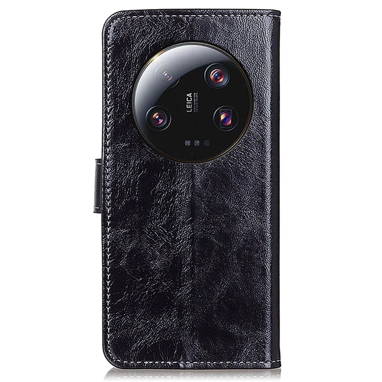 Funda para teléfono móvil Xiaomi 13 Ultra, textura de cuero retro loco Caballo Moneda Monedero de pie Funda de teléfono - Negro
