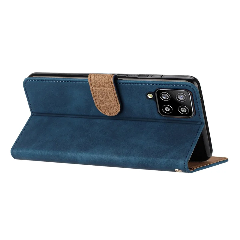 Para Samsung Galaxy M32 (Versão Global) 4G Butterfly Imprinted Phone Case Leather Wallet Flip Stand Cover - Azul