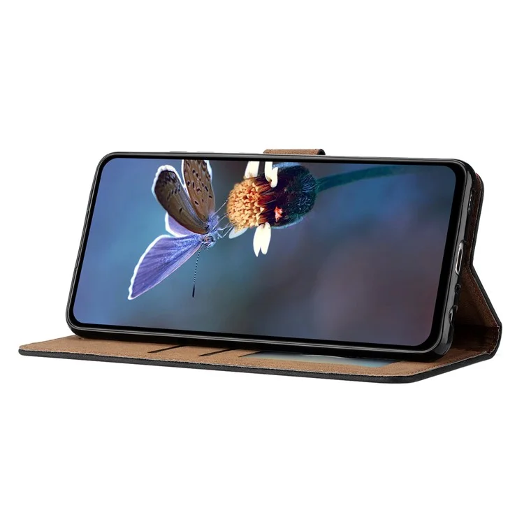 Защитный чехол для Samsung Galaxy M52 5G Чехол-подставка для телефона с рисунком в виде бабочки, кожаный - черный