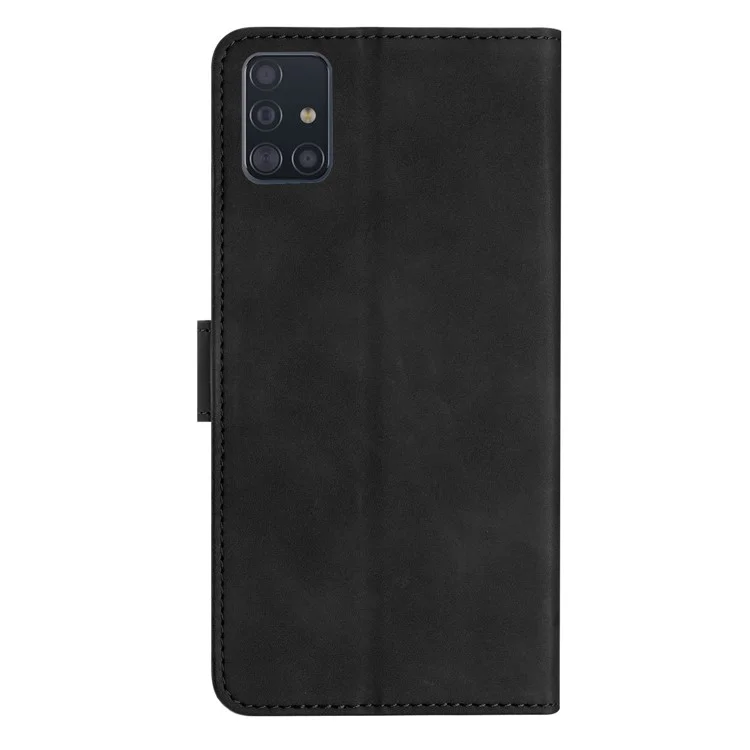 For Samsung Galaxy A51 4G SM-A515 PU Leather Wallet Case Butterfly Imprinted Phone Stand Cover - Black