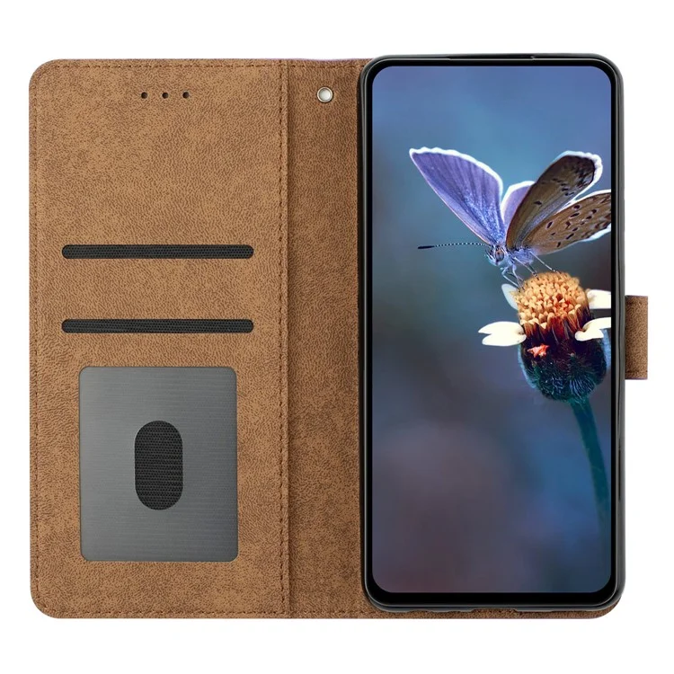 For Samsung Galaxy A51 4G SM-A515 PU Leather Wallet Case Butterfly Imprinted Phone Stand Cover - Black