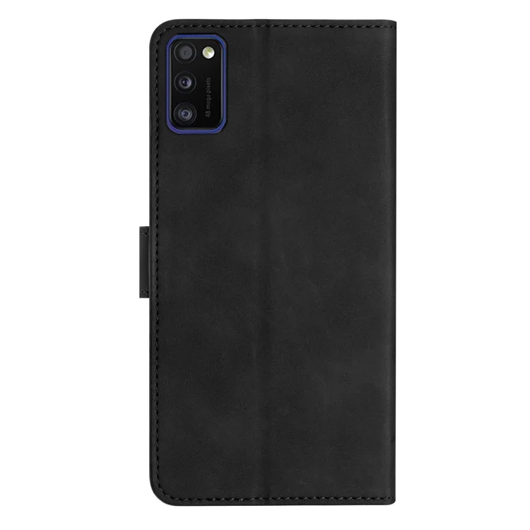Leather Case for Samsung Galaxy A41 (Global Version) Butterfly Imprinted Phone Cover with Stand Wallet - Black