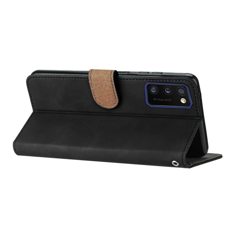 Leather Case for Samsung Galaxy A41 (Global Version) Butterfly Imprinted Phone Cover with Stand Wallet - Black