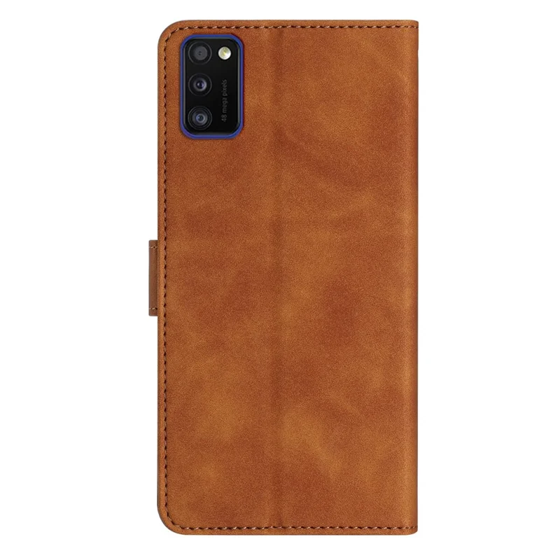Leather Case for Samsung Galaxy A41 (Global Version) Butterfly Imprinted Phone Cover with Stand Wallet - Brown