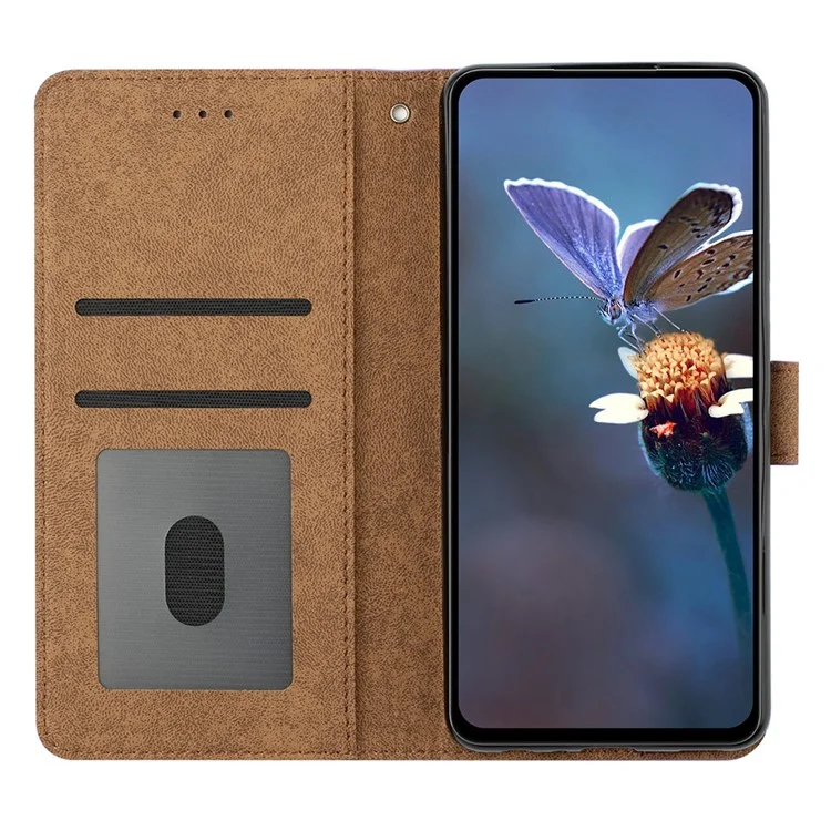 Pour Xiaomi Redmi 10A Étui de téléphone à rabat en cuir avec papillon imprimé - Noir