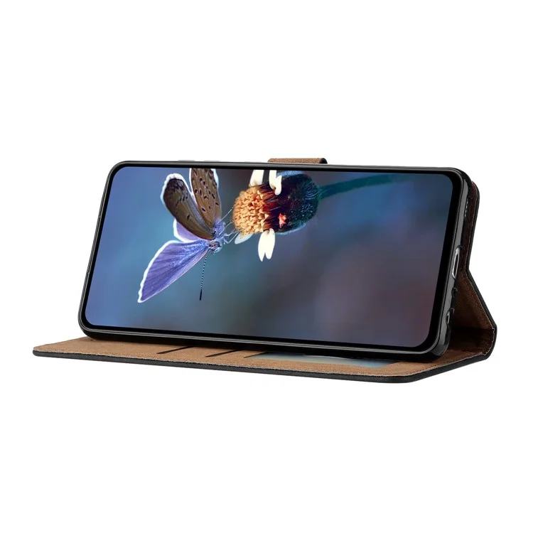 Pour Xiaomi Redmi 10A Étui de téléphone à rabat en cuir avec papillon imprimé - Noir