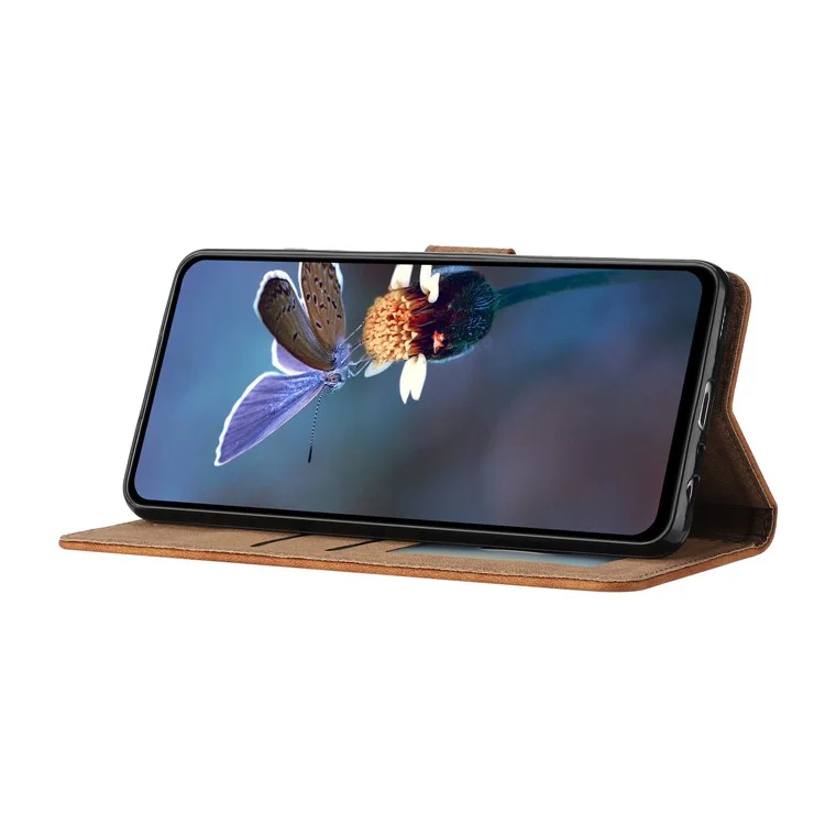 For Xiaomi 12T Pro 5G / 12T 5G / Redmi K50 Ultra Phone Cover PU Leather Imprinted Butterfly Wallet Stand Phone Case - Brown