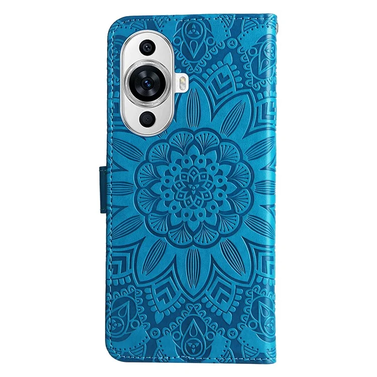 For Huawei nova 11 / nova 12s 4G / nova 12 Lite 4G Wallet Flip Protective Cover PU Leather Sunflower Imprinted Stand Phone Case - Blue