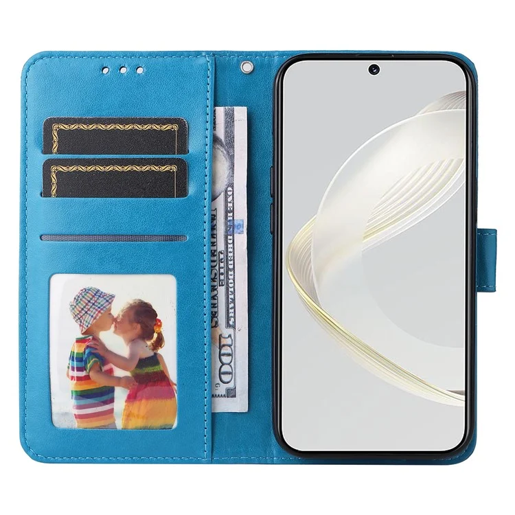 For Huawei nova 11 / nova 12s 4G / nova 12 Lite 4G Wallet Flip Protective Cover PU Leather Sunflower Imprinted Stand Phone Case - Blue