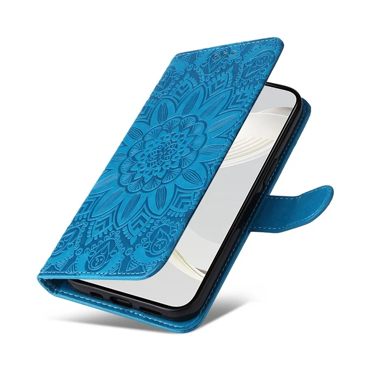 For Huawei nova 11 / nova 12s 4G / nova 12 Lite 4G Wallet Flip Protective Cover PU Leather Sunflower Imprinted Stand Phone Case - Blue