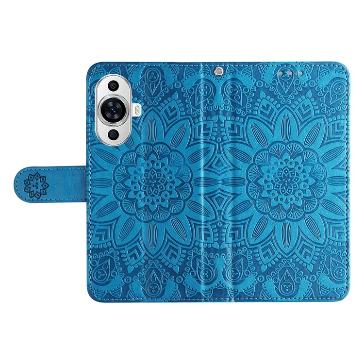 For Huawei nova 11 / nova 12s 4G / nova 12 Lite 4G Wallet Flip Protective Cover PU Leather Sunflower Imprinted Stand Phone Case - Blue