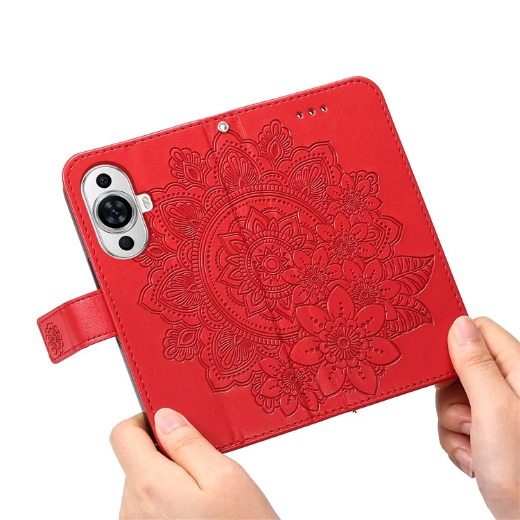 For Huawei nova 11 / nova 12s 4G / nova 12 Lite 4G Case Floral Pattern PU Leather Wallet Stand Phone Cover - Red