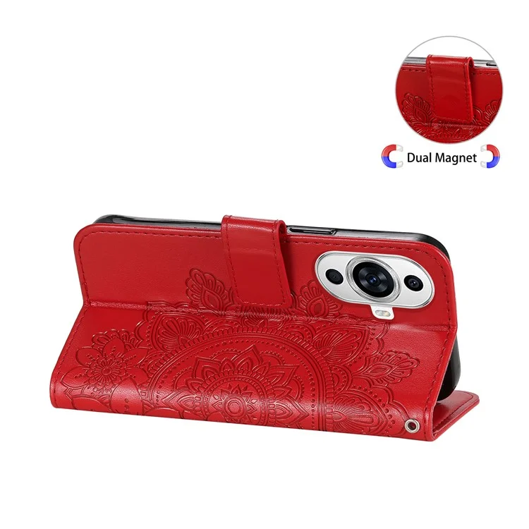 For Huawei nova 11 / nova 12s 4G / nova 12 Lite 4G Case Floral Pattern PU Leather Wallet Stand Phone Cover - Red