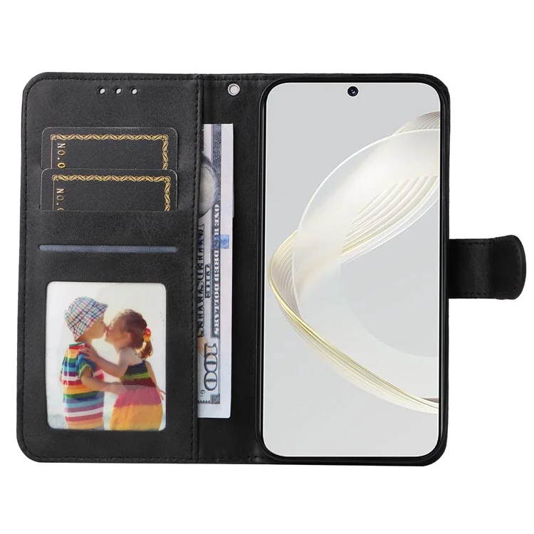 Für Huawei nova 11 / nova 12s 4G / nova 12 Lite 4G Brieftasche Hülle PU-Leder Kalbleder Textur Flip Stand Handyhülle - Schwarz