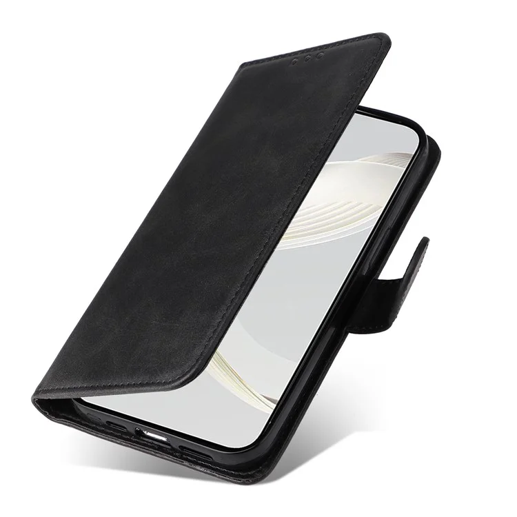 Für Huawei nova 11 / nova 12s 4G / nova 12 Lite 4G Brieftasche Hülle PU-Leder Kalbleder Textur Flip Stand Handyhülle - Schwarz