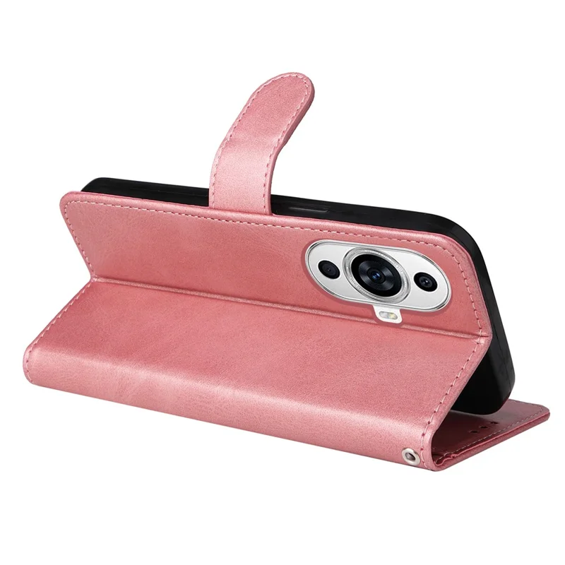 For Huawei nova 11 Pro / nova 11 Ultra PU Leather Case Calf Texture Wallet Stand Phone Cover with Strap - Rose Gold