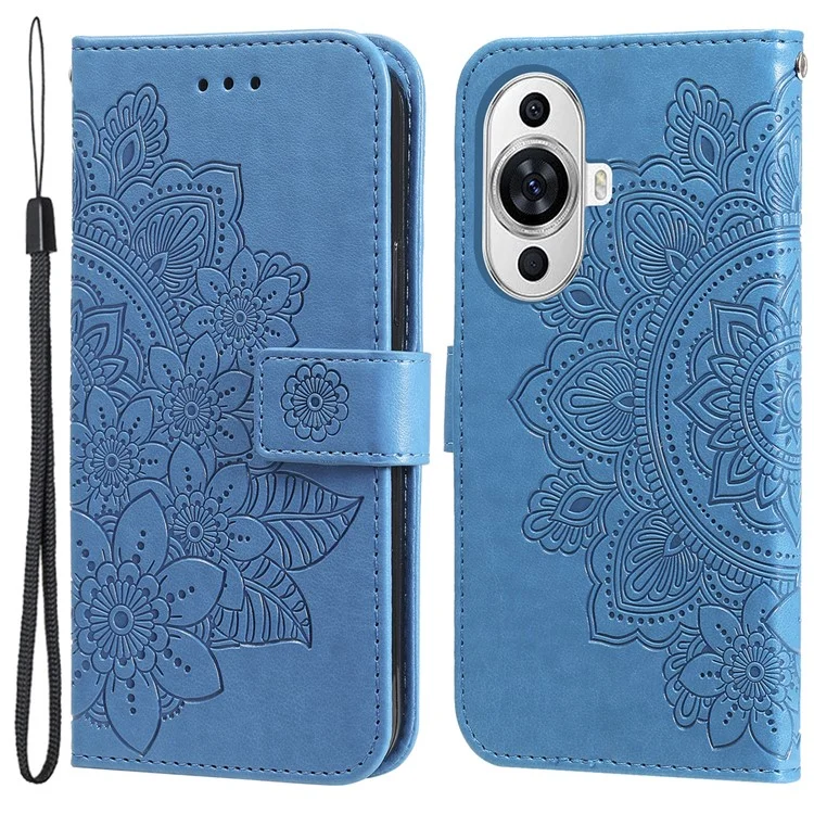 For Huawei nova 11 Pro / nova 11 Ultra Case Floral Pattern PU Leather Wallet Stand Phone Cover - Blue