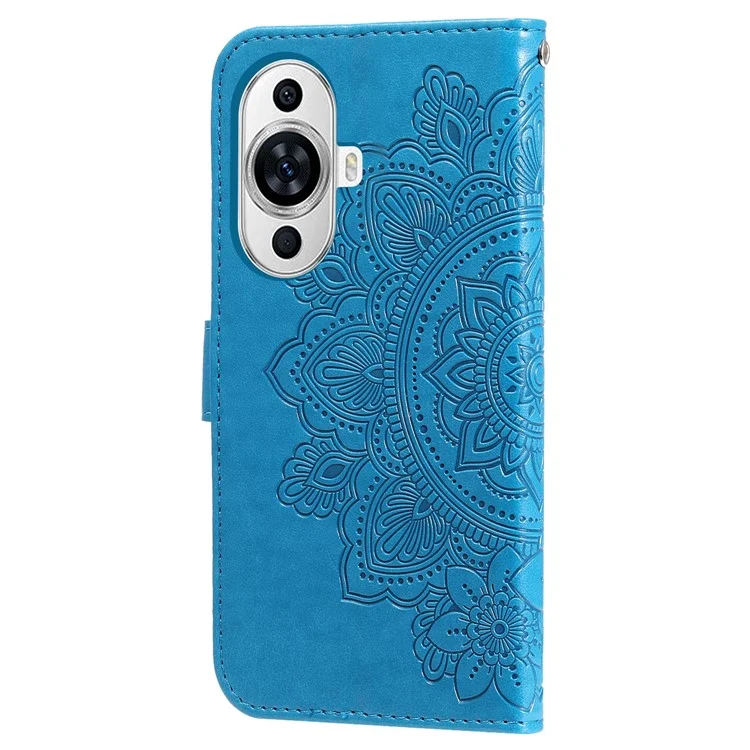 For Huawei nova 11 Pro / nova 11 Ultra Case Floral Pattern PU Leather Wallet Stand Phone Cover - Blue
