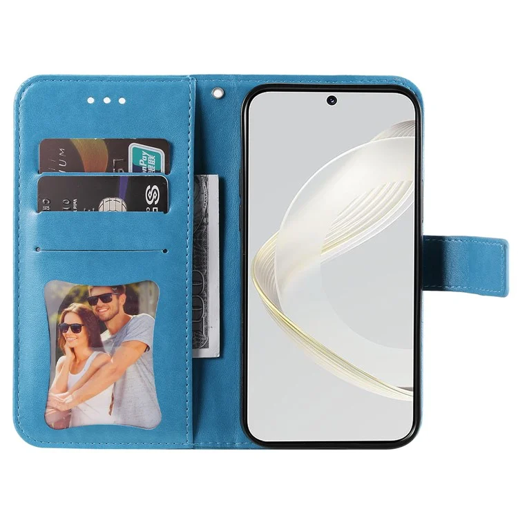 For Huawei nova 11 Pro / nova 11 Ultra Case Floral Pattern PU Leather Wallet Stand Phone Cover - Blue