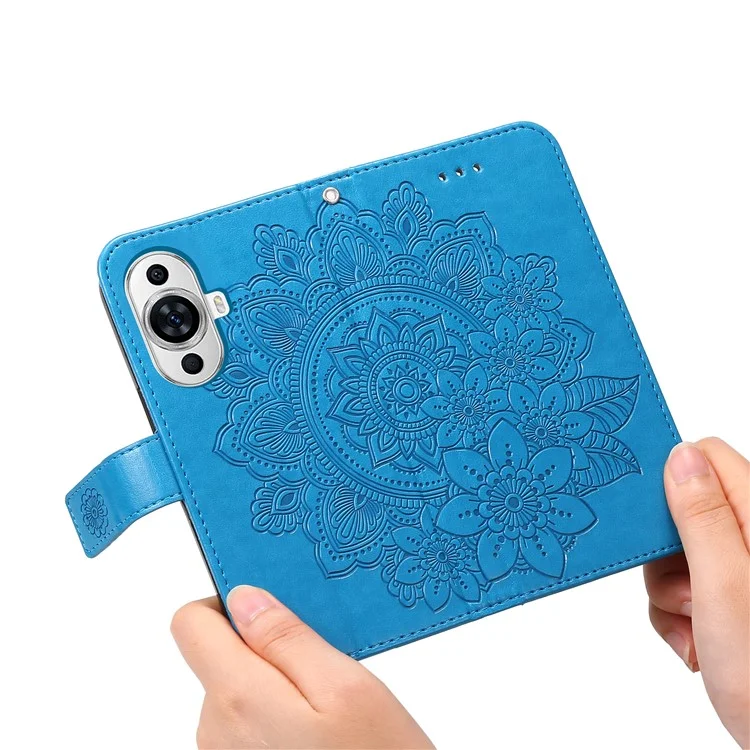 For Huawei nova 11 Pro / nova 11 Ultra Case Floral Pattern PU Leather Wallet Stand Phone Cover - Blue