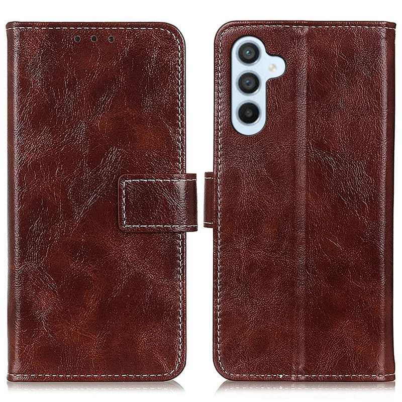 Custodia in pelle retrò per Samsung Galaxy M54 5G / F54 5G, texture in pelle bovina, custodia portafoglio con supporto per il telefono - Marrone