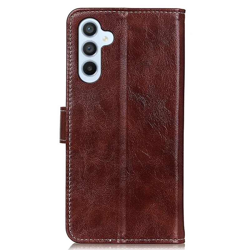 Custodia in pelle retrò per Samsung Galaxy M54 5G / F54 5G, texture in pelle bovina, custodia portafoglio con supporto per il telefono - Marrone