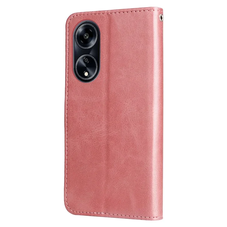 Étui en cuir pour Oppo A1 5G / A98 5G / F23 5G, texture de veau, poche zippée, support, coque avec protection anti-chute - Rose