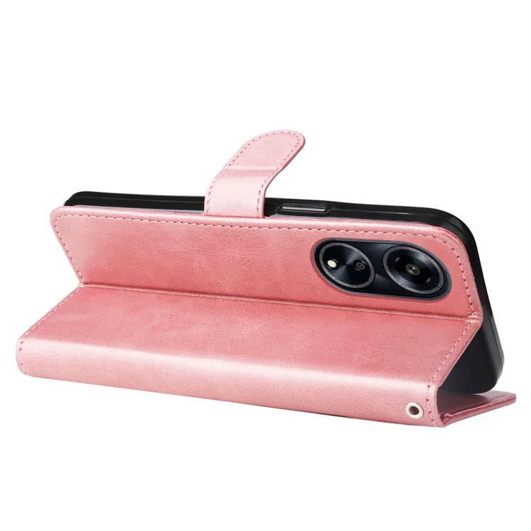 Étui en cuir pour Oppo A1 5G / A98 5G / F23 5G, texture de veau, poche zippée, support, coque avec protection anti-chute - Rose