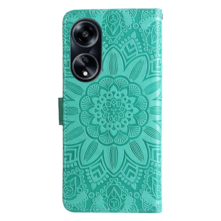 Protective Cover for Oppo A1 5G / A98 5G / F23 5G PU Leather Wallet Sunflower Imprinted Phone Flip Stand Case - Green