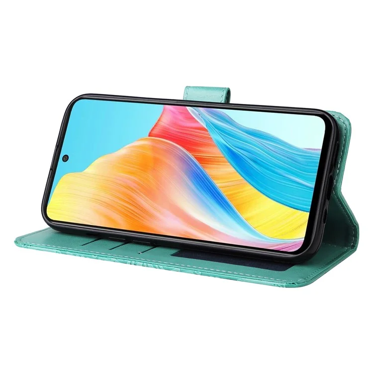 Protective Cover for Oppo A1 5G / A98 5G / F23 5G PU Leather Wallet Sunflower Imprinted Phone Flip Stand Case - Green