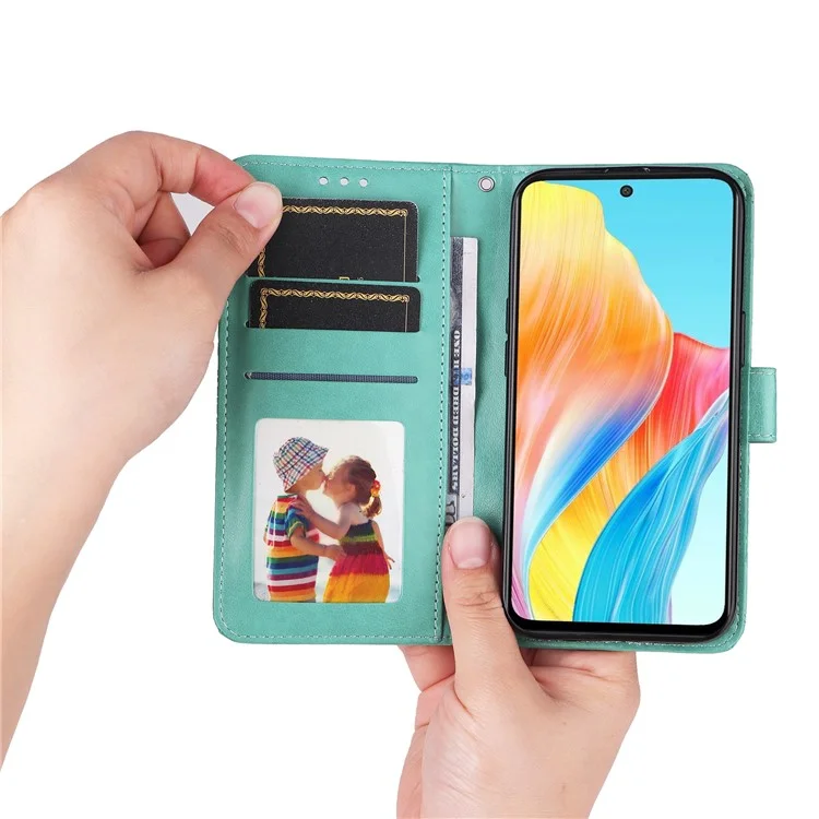 Protective Cover for Oppo A1 5G / A98 5G / F23 5G PU Leather Wallet Sunflower Imprinted Phone Flip Stand Case - Green